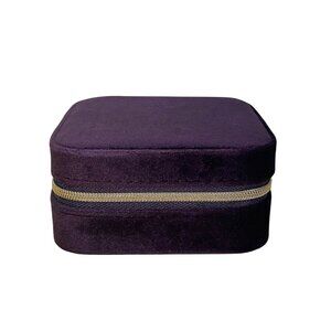 Zprow Unisex Purple Plush Velvet Jewelry Mirror Compartment Travel Organizer Box
